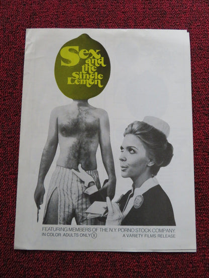 SEX AND THE SINGLE LEMON - UNCUT US PRESSBOOK 1969 Rendezvous Cinema Movie posters