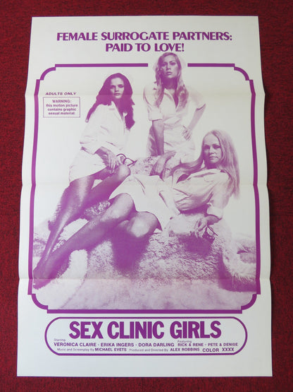 SEX CLINIC GIRLS US TRI FOLDED ONE SHEET ROLLED POSTER VERONICA CLARE 1974 Rendezvous Cinema Movie posters