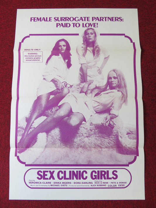 SEX CLINIC GIRLS US TRI FOLDED ONE SHEET ROLLED POSTER VERONICA CLARE 1974 Rendezvous Cinema Movie posters