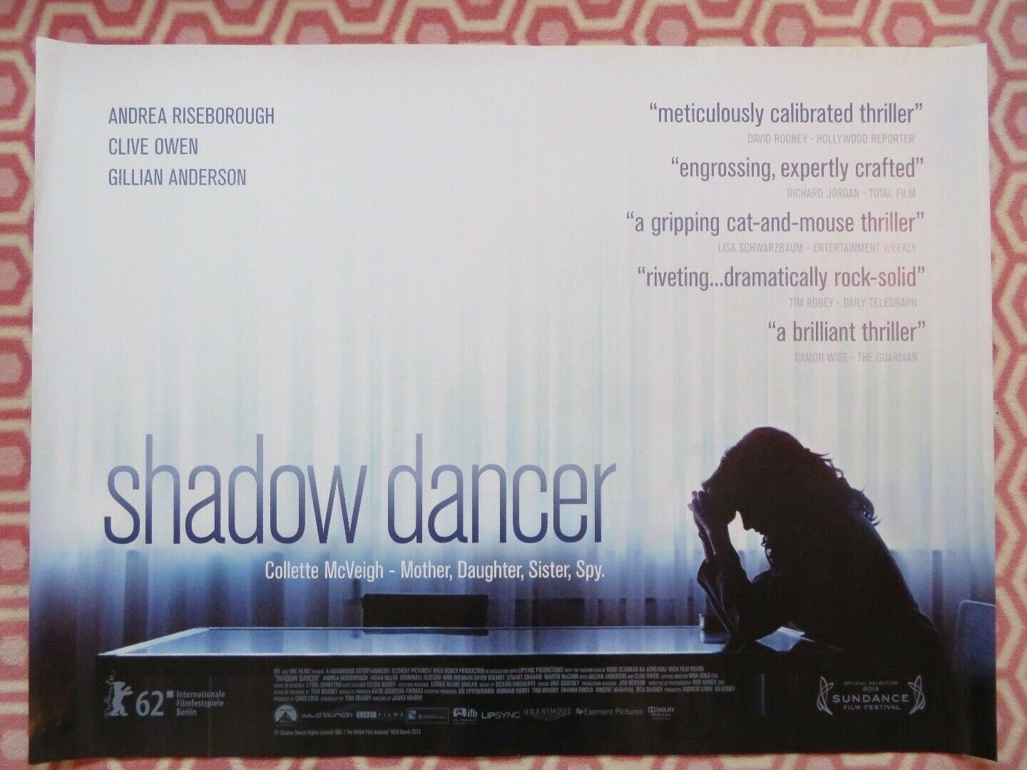 SHADOW DANCER QUAD (30"x 40") ROLLED POSTER ANDREA RISEBOROUGH CLIVE OWEN 2012 Rendezvous Cinema Movie posters