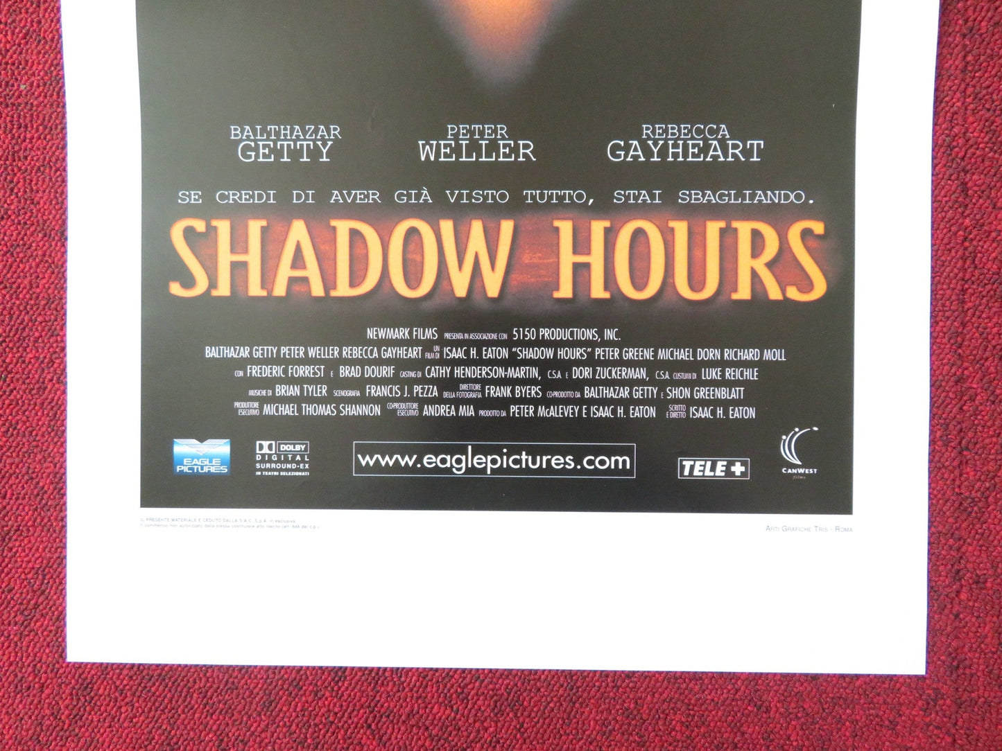 SHADOW HOURS ITALIAN LOCANDINA POSTER BALTHAZAR GETTY PETER WELLER 2000 Rendezvous Cinema Movie posters