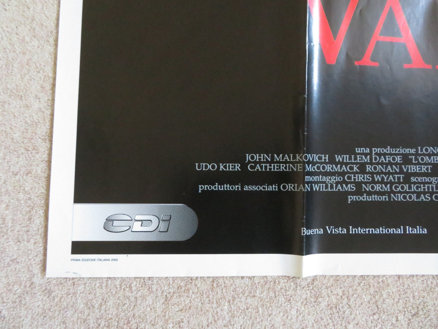 SHADOW OF THE VAMPIRE ITALIAN 2 FOGLIO POSTER JOHN MALKOVICH WILLEM DAFOE 2000 Rendezvous Cinema Movie posters