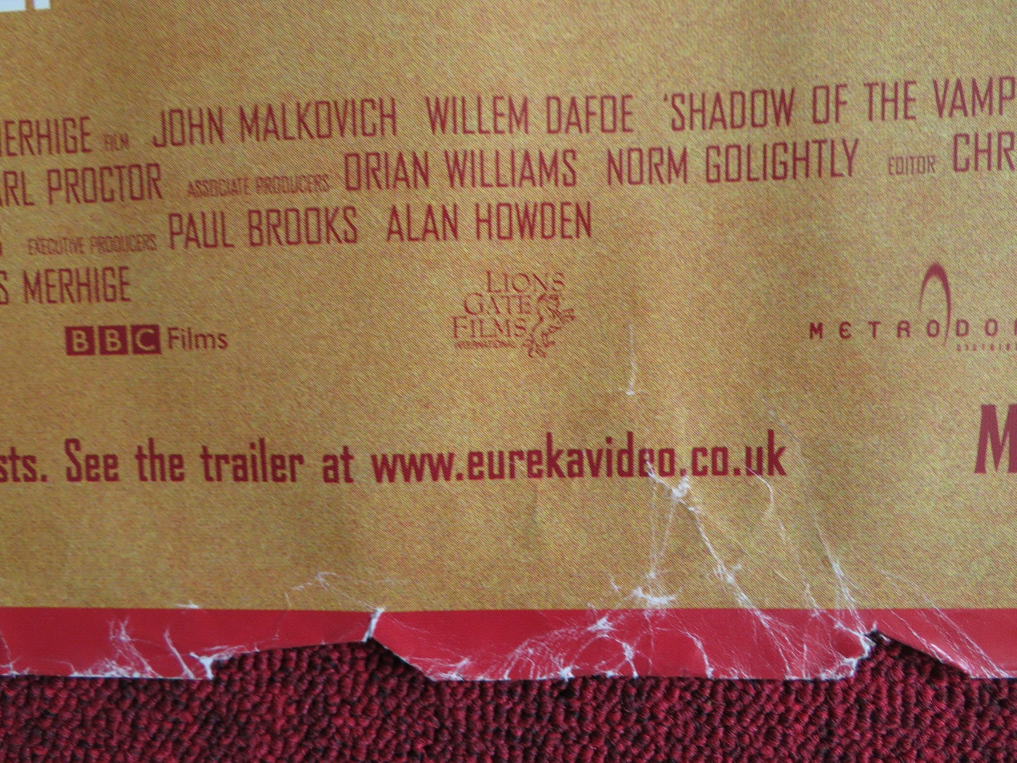 SHADOW OF THE VAMPIRE UK QUAD (30"x 40") ROLLED POSTER JOHN MALKOVICH DAFOE 2000 Rendezvous Cinema Movie posters