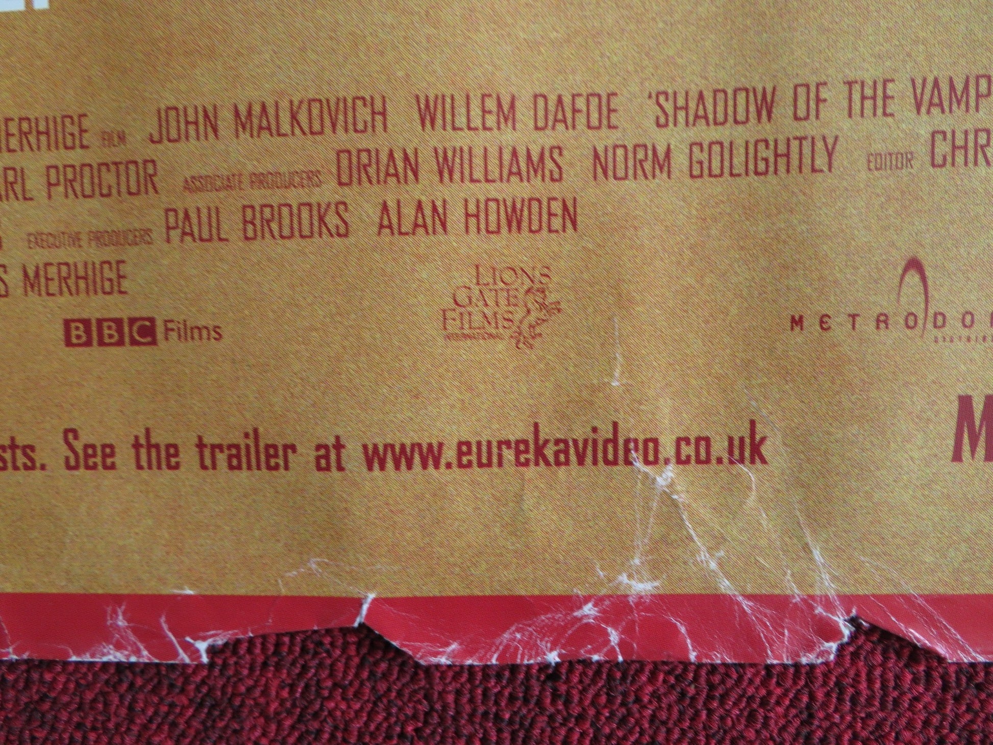 SHADOW OF THE VAMPIRE UK QUAD (30"x 40") ROLLED POSTER JOHN MALKOVICH DAFOE 2000 Rendezvous Cinema Movie posters