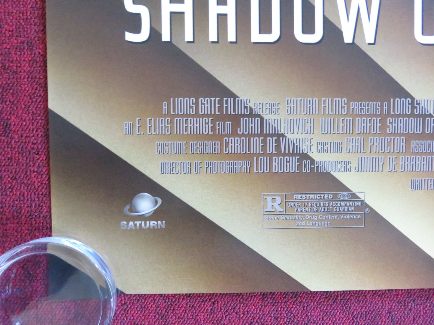 SHADOW OF THE VAMPIRE US ONE SHEET ROLLED POSTER MALKOVICH WILLEM DAFOE 2000 Rendezvous Cinema Movie posters