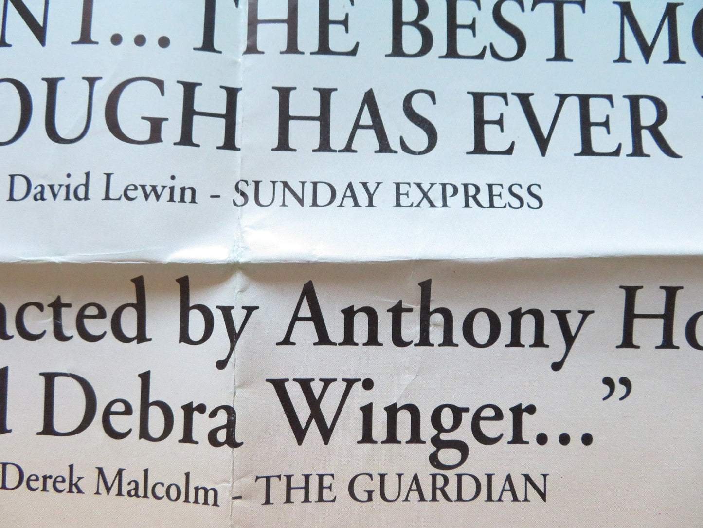 SHADOWLANDS QUAD POSTER FOLDED ANTHONY HOPKINS DEBRA WINGER 1993 Rendezvous Cinema Movie posters