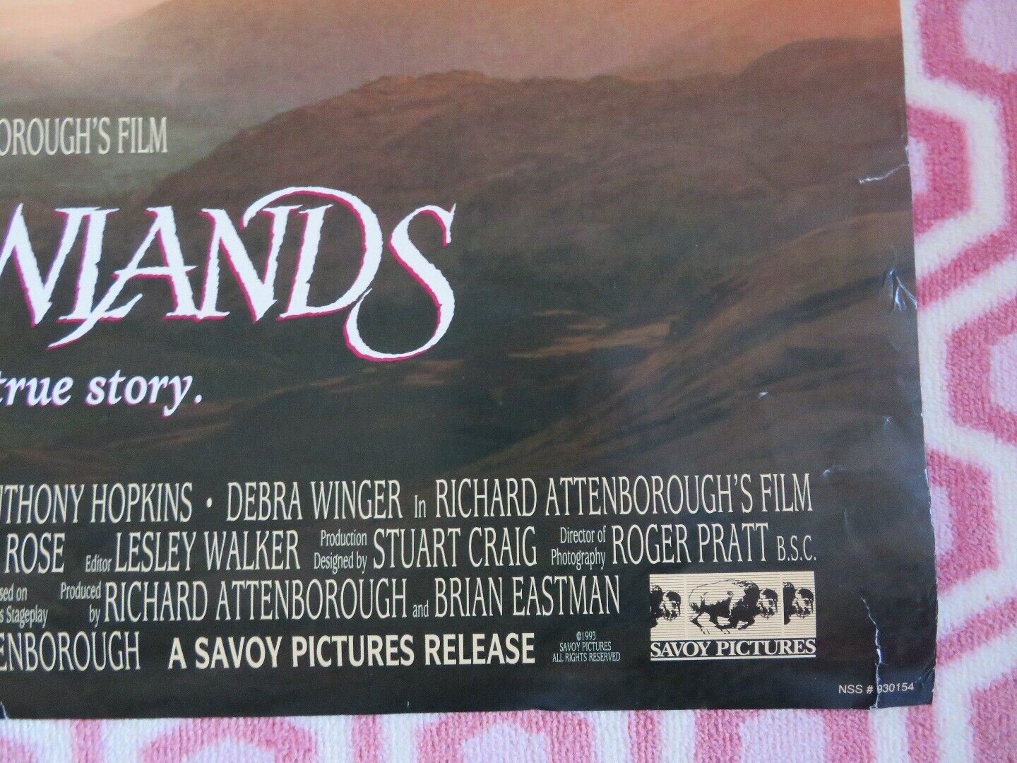 SHADOWLANDS US ONE SHEET ROLLED POSTER ANTHONY HOPKINS RICHARD ATTENBROUGH 1993 Movie posters