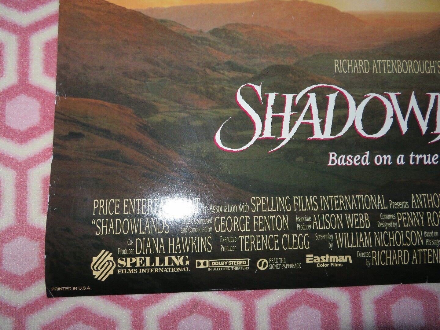 SHADOWLANDS US ONE SHEET ROLLED POSTER ANTHONY HOPKINS RICHARD ATTENBROUGH 1993 Movie posters