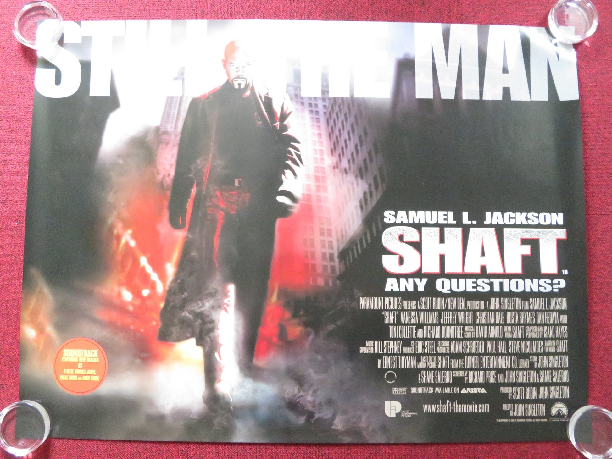 SHAFT UK QUAD (30"x 40") ROLLED POSTER SAMUEL L. JACKSON JESSIE T. USHER 2000 Rendezvous Cinema Movie posters