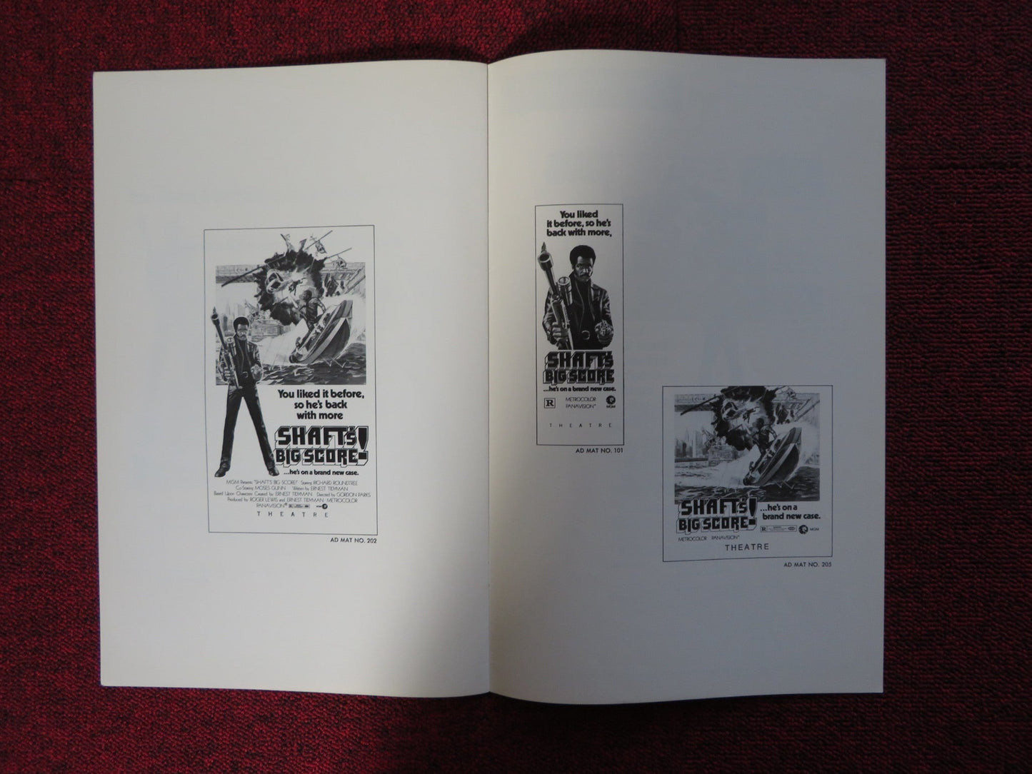 SHAFT'S BIG SCORE - PRESSBOOK UNCUT MGM RICHARD ROUNDTREE MOSES GUNN 1972 Rendezvous Cinema Movie posters