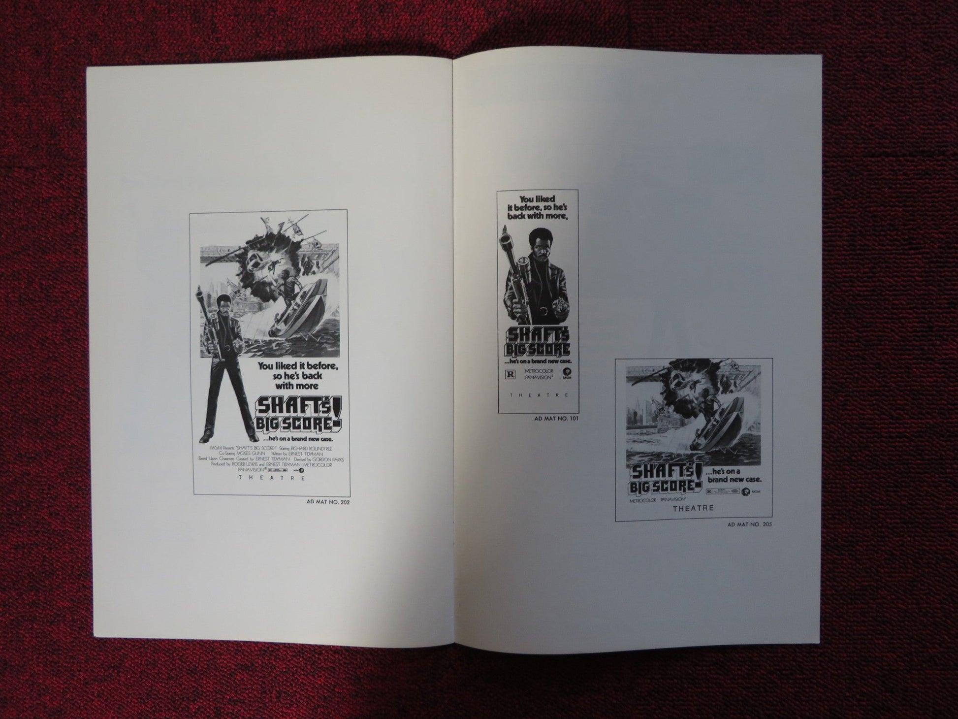 SHAFT'S BIG SCORE - PRESSBOOK UNCUT MGM RICHARD ROUNDTREE MOSES GUNN 1972 Rendezvous Cinema Movie posters