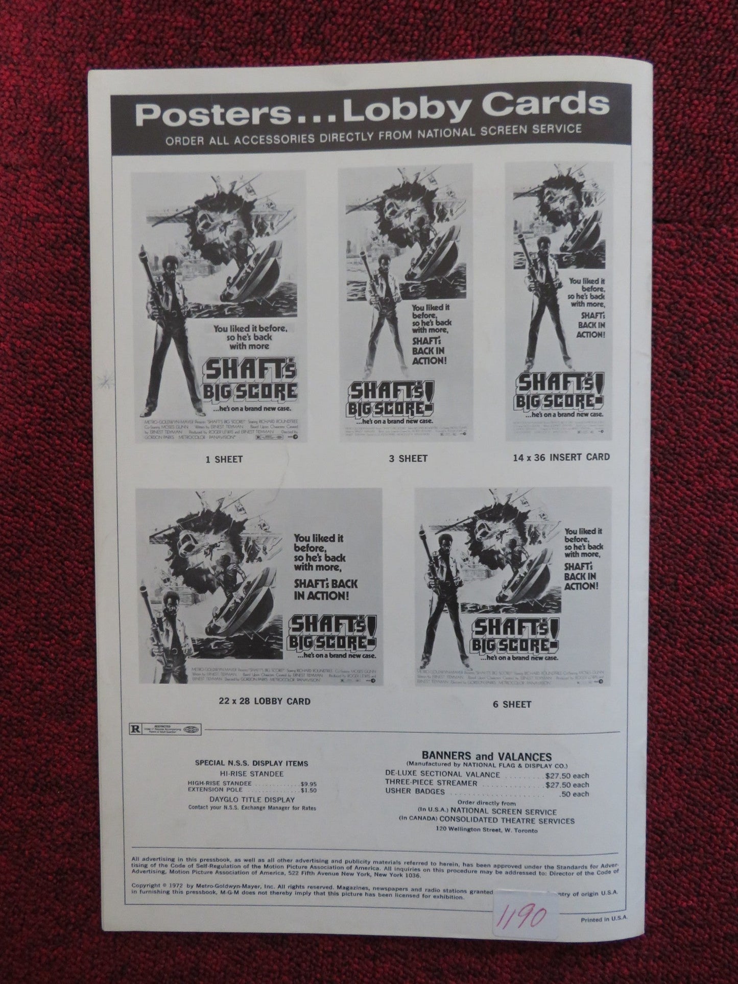 SHAFT'S BIG SCORE - PRESSBOOK UNCUT MGM RICHARD ROUNDTREE MOSES GUNN 1972 Rendezvous Cinema Movie posters