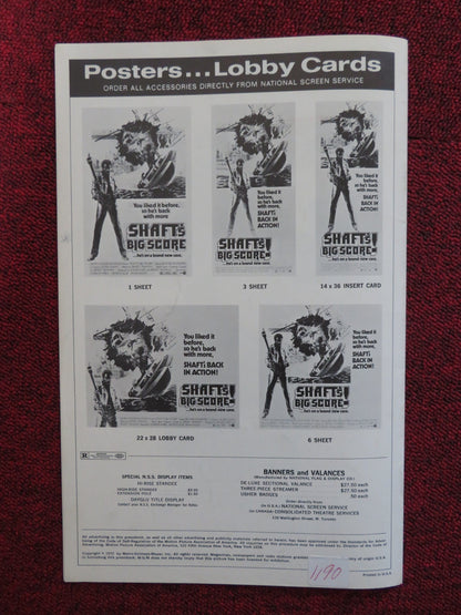 SHAFT'S BIG SCORE - PRESSBOOK UNCUT MGM RICHARD ROUNDTREE MOSES GUNN 1972 Rendezvous Cinema Movie posters
