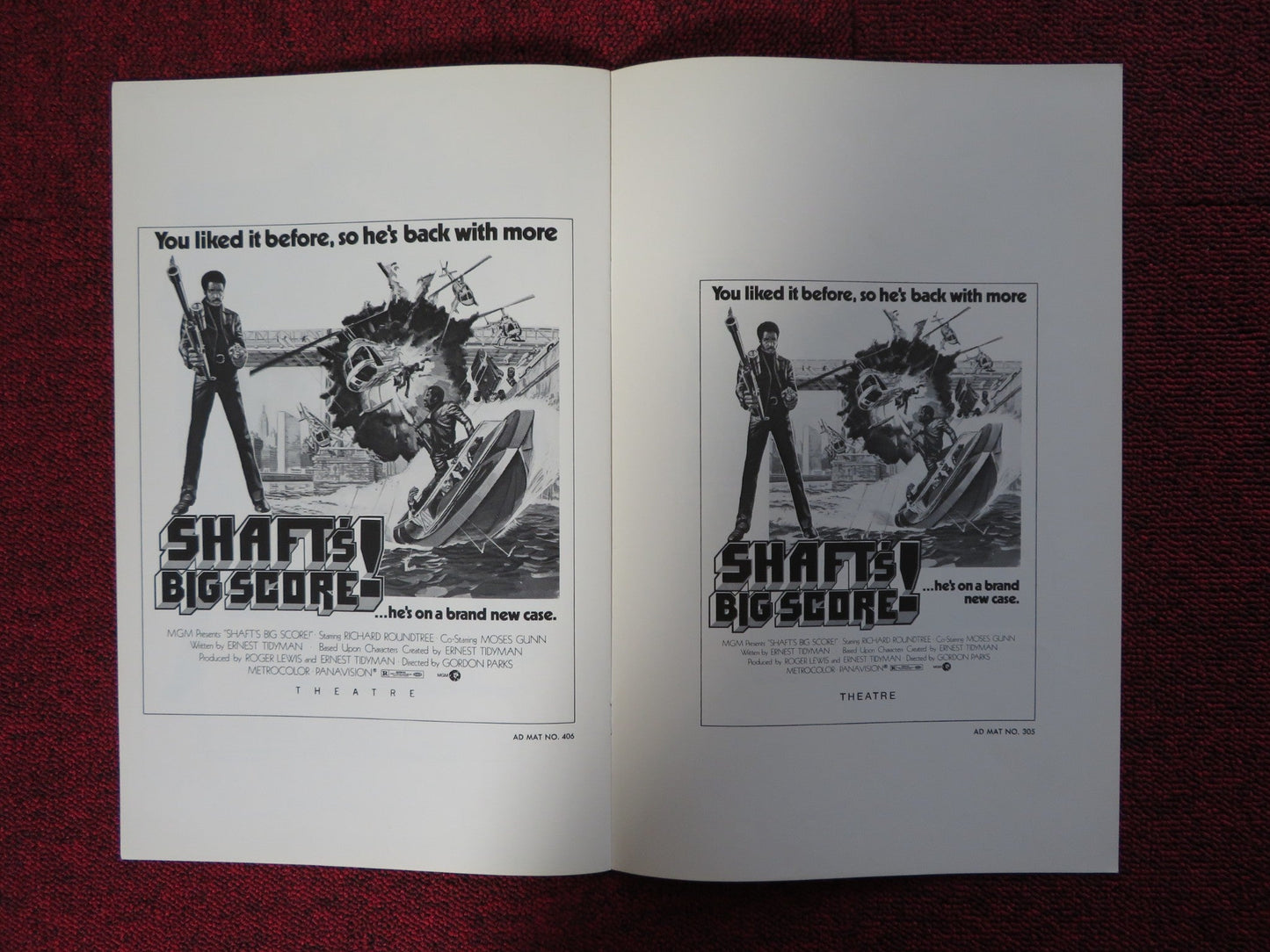 SHAFT'S BIG SCORE - PRESSBOOK UNCUT MGM RICHARD ROUNDTREE MOSES GUNN 1972 Rendezvous Cinema Movie posters