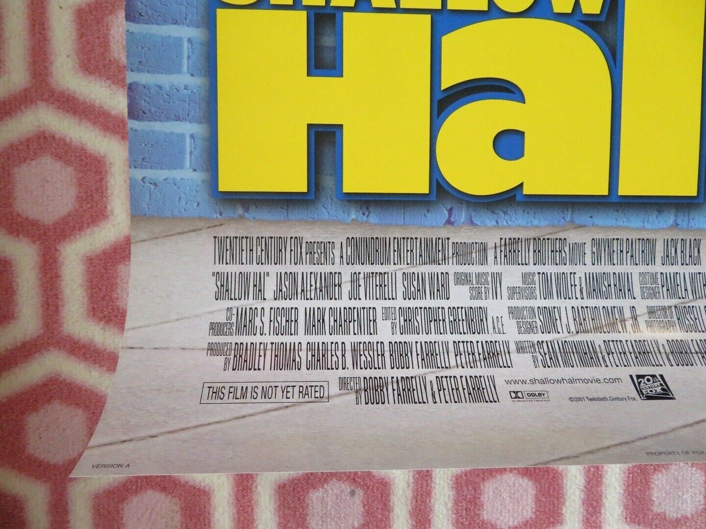 SHALLOW HALL VERSION A US ONE SHEET ROLLED POSTER JACK BLACK G PALTROW 2001 Movie posters