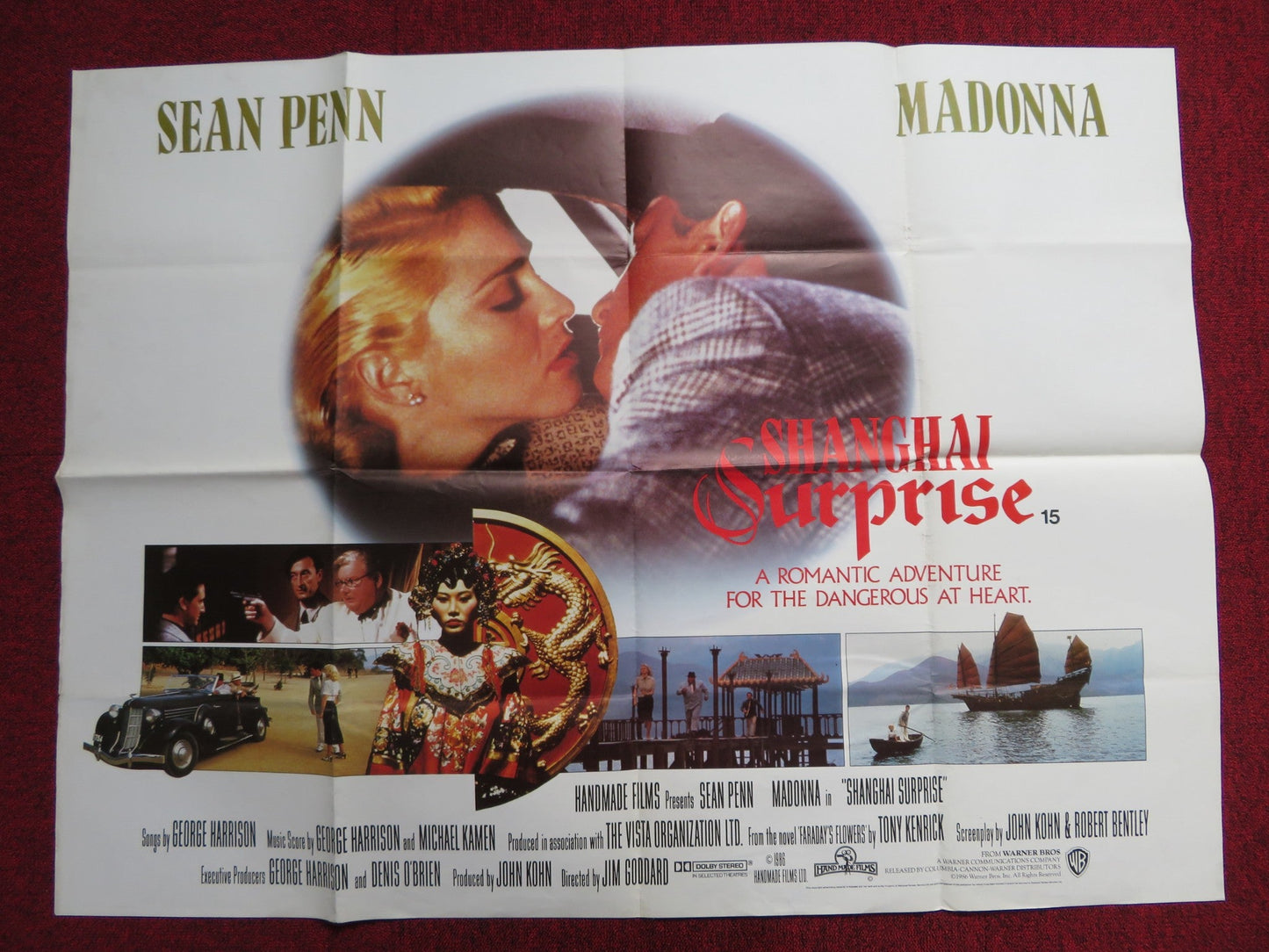 SHANGHAI SURPRISE UK QUAD POSTER FOLDED SEAN PENN MADONNA 1986 Rendezvous Cinema Movie posters