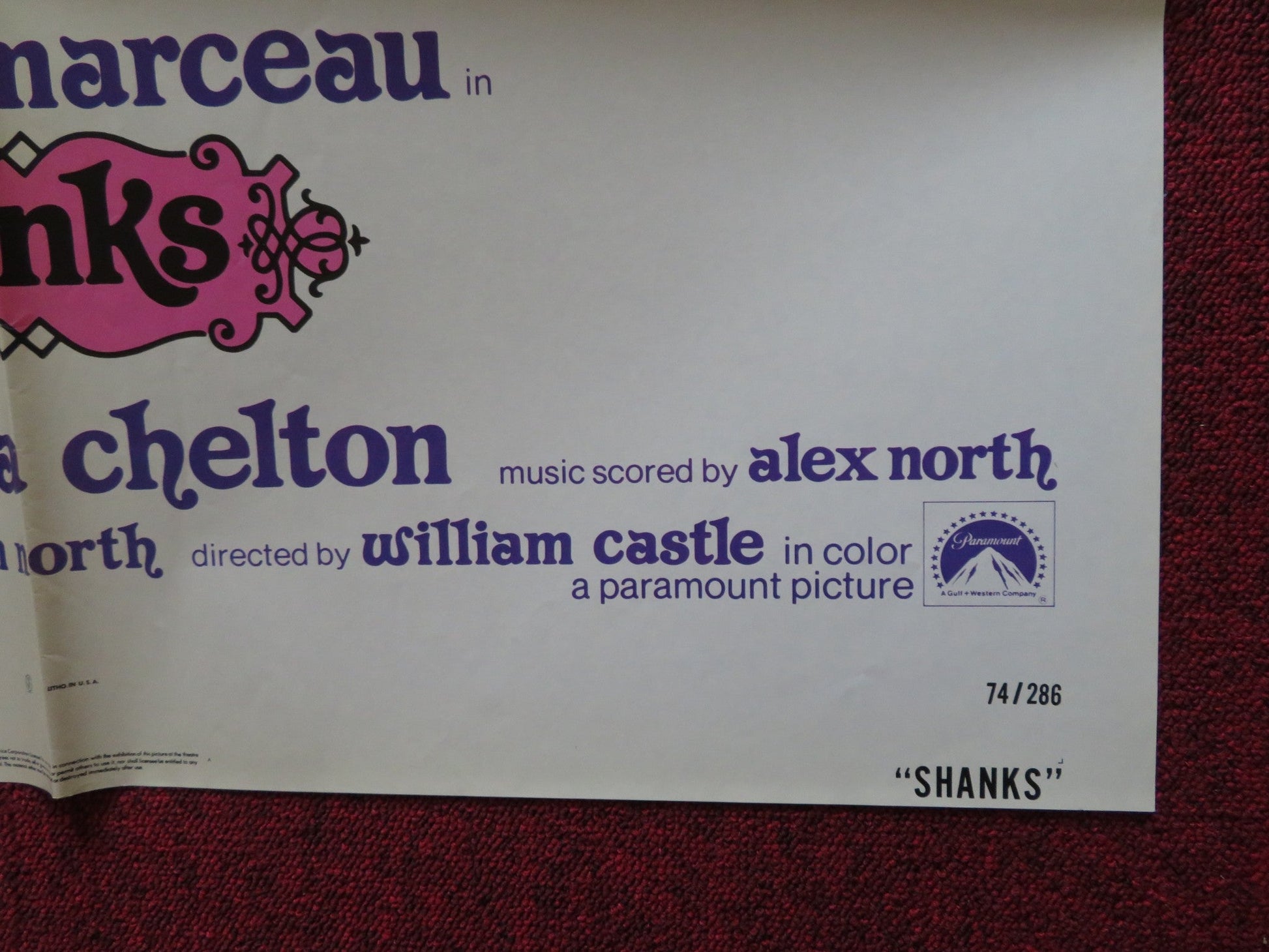 SHANKS FOLDED US ONE SHEET POSTER MARCEL MARCEAU PHILIPPE CLAY 1974 Rendezvous Cinema Movie posters