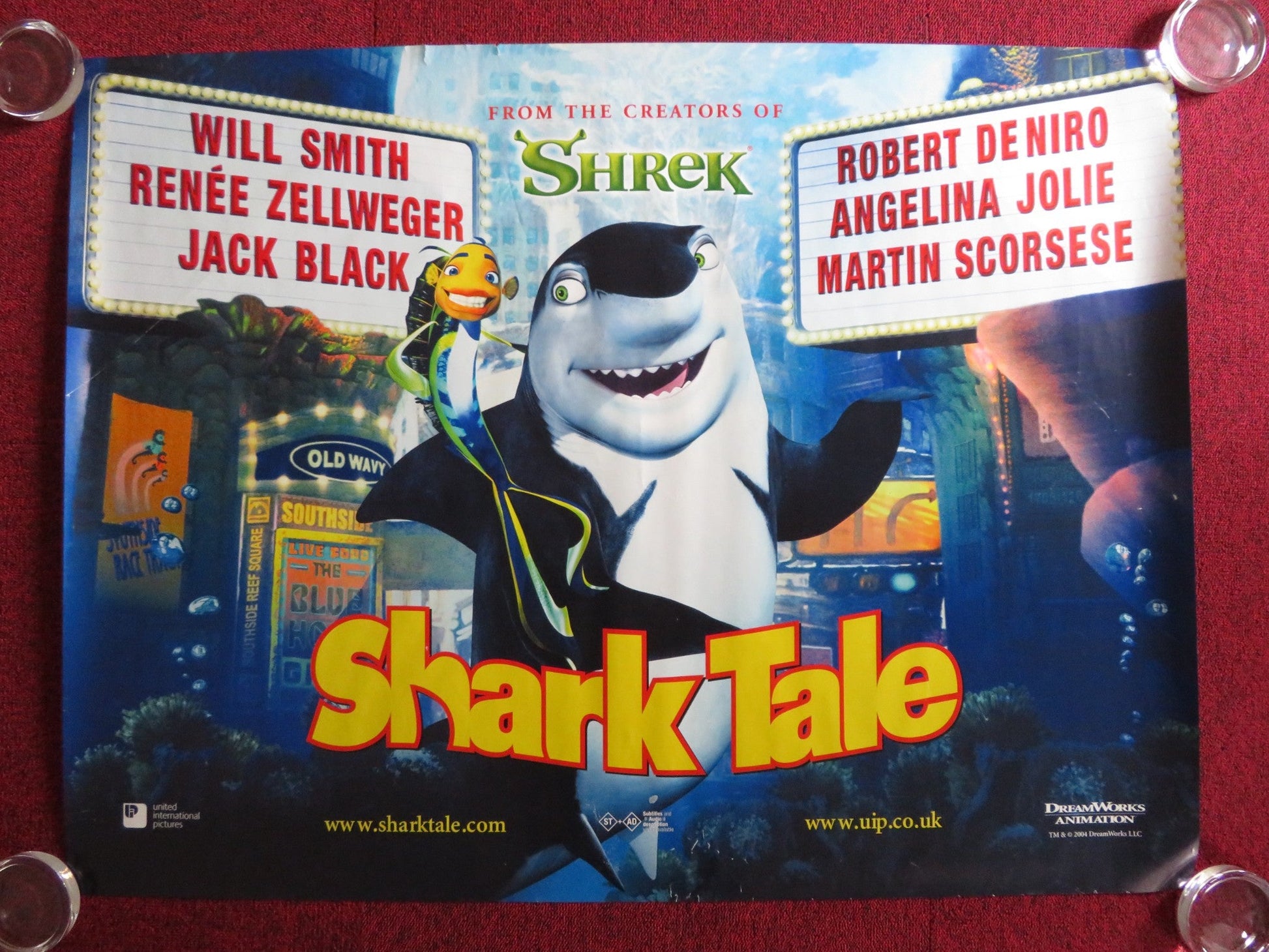 SHARK TALE - B UK QUAD (30"x 40") ROLLED POSTER WILL SMITH ROBERT DE NIRO 2004 Rendezvous Cinema Movie posters