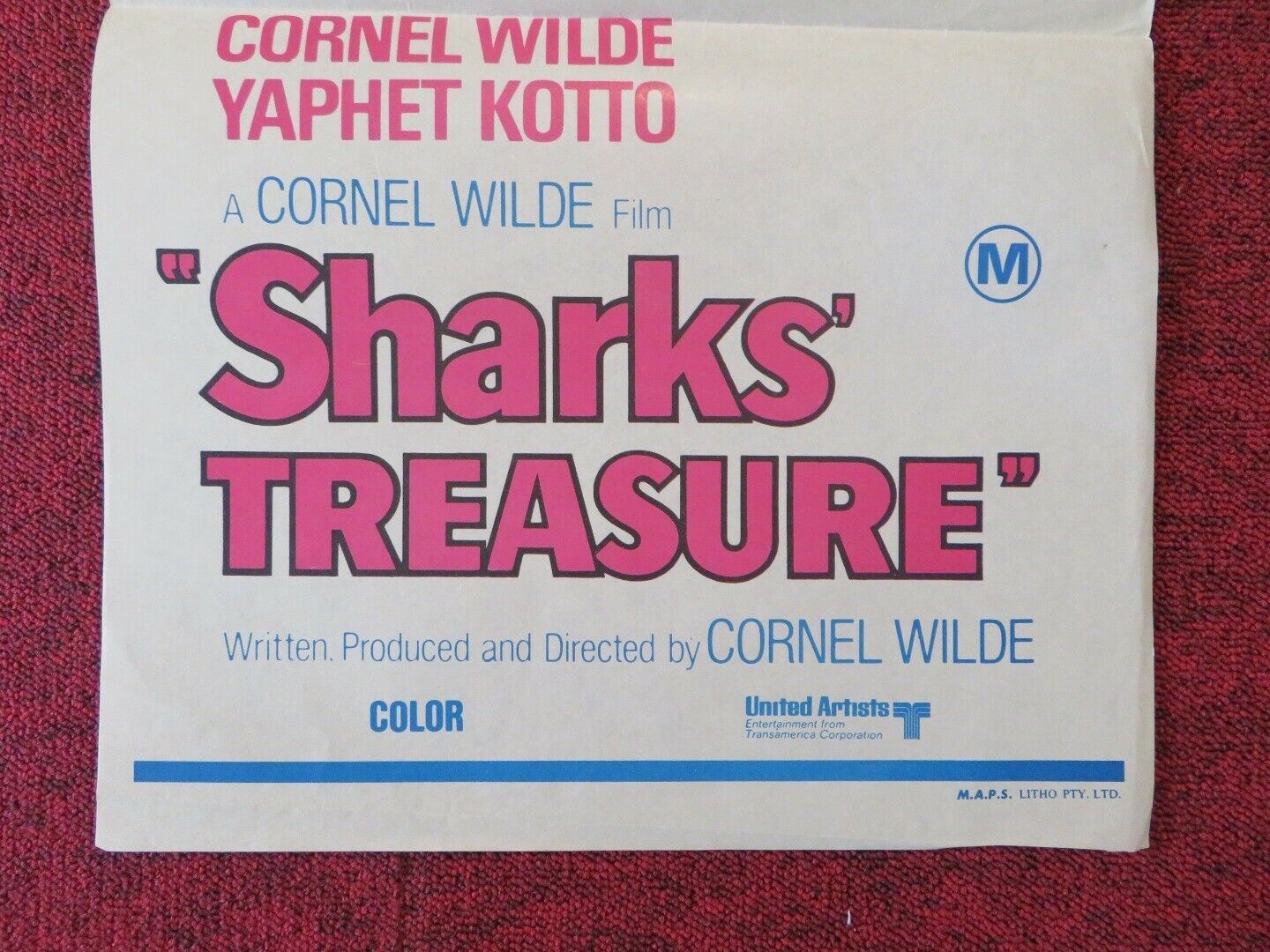 SHARKS TREASURE FOLDED AUSTRALIAN DAYBILL POSTER Cornel Wilde Yaphet Kotto '75 Movie posters