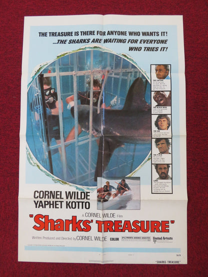 SHARKS TREASURE FOLDED US ONE SHEET POSTER CORNEL WILDE YAPHET KOTTO 1975 Rendezvous Cinema Movie posters