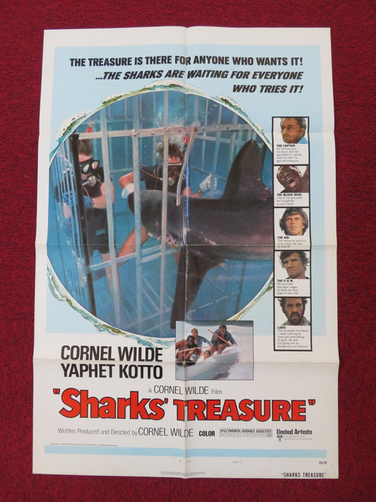 SHARKS TREASURE FOLDED US ONE SHEET POSTER CORNEL WILDE YAPHET KOTTO 1975 Rendezvous Cinema Movie posters
