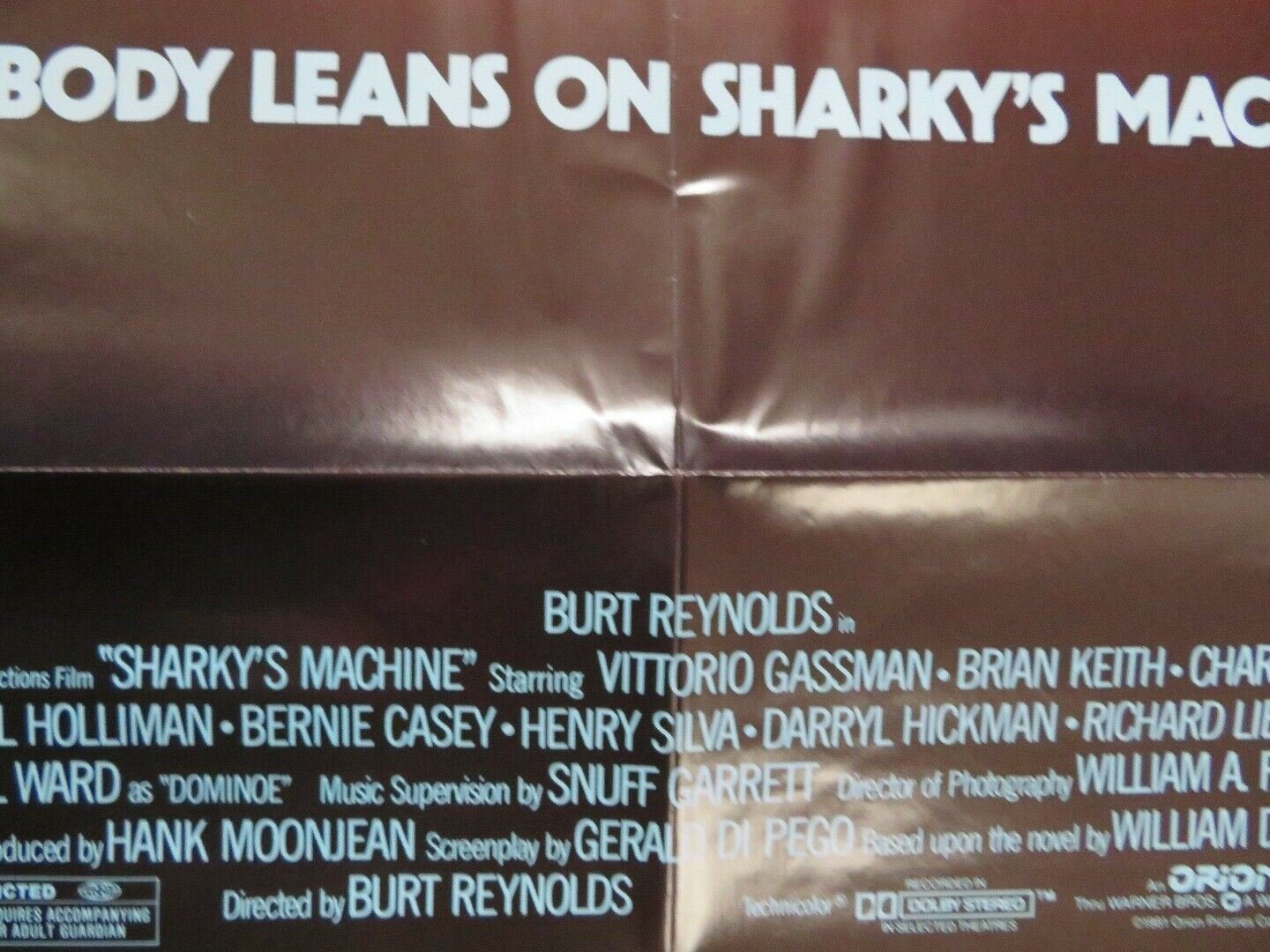 SHARKY'S MACHINE US ONE SHEET POSTER BURT REYNOLDS 1981 Movie posters