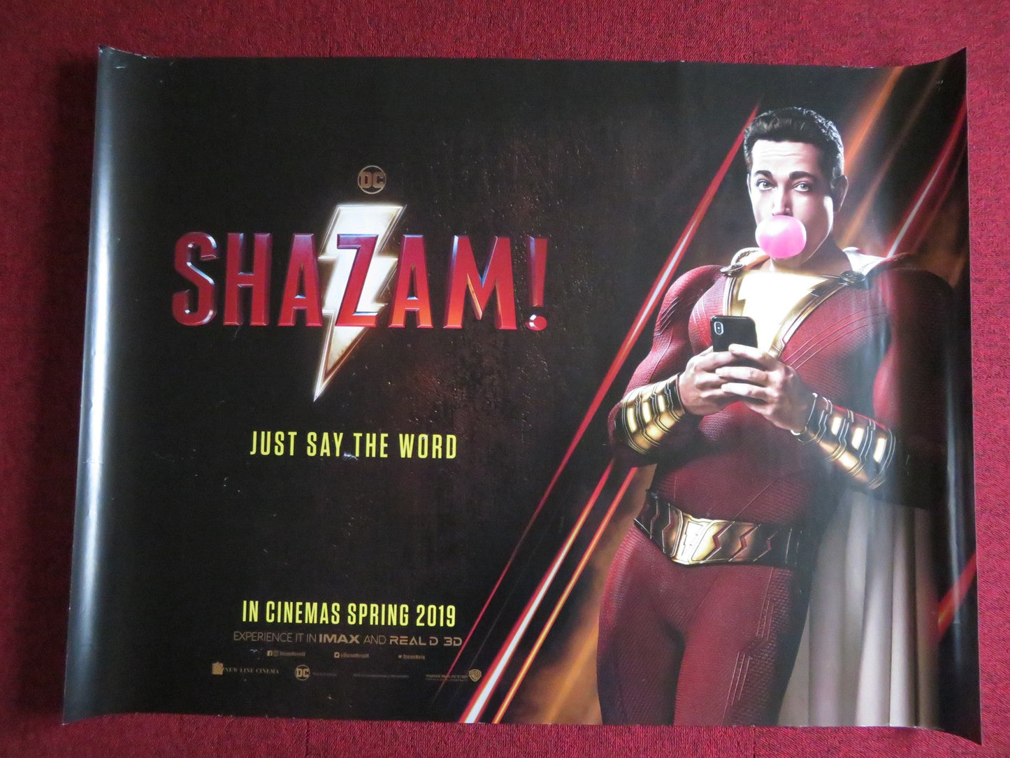 SHAZAM! UK QUAD (30"x 40") ROLLED POSTER ZACHARY LEVI MARK STRONG 2019 Rendezvous Cinema Movie posters