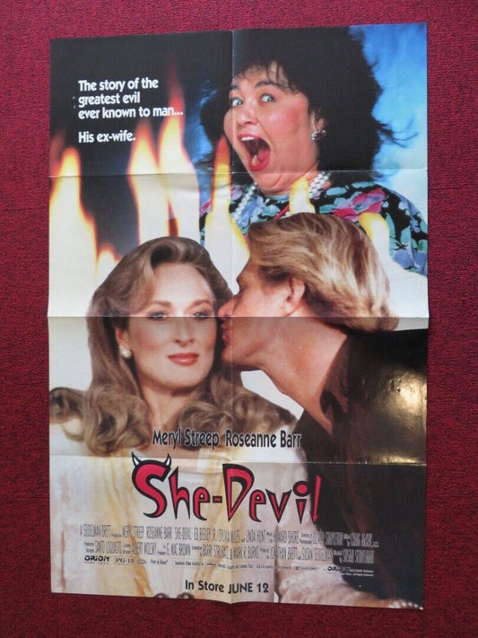 SHE - DEVIL VHS FOLDED US ONE SHEET POSTER (38" X 25") MERYL STREEP 1990 Movie posters