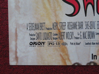 SHE - DEVIL VHS FOLDED US ONE SHEET POSTER (38" X 25") MERYL STREEP 1990 Movie posters