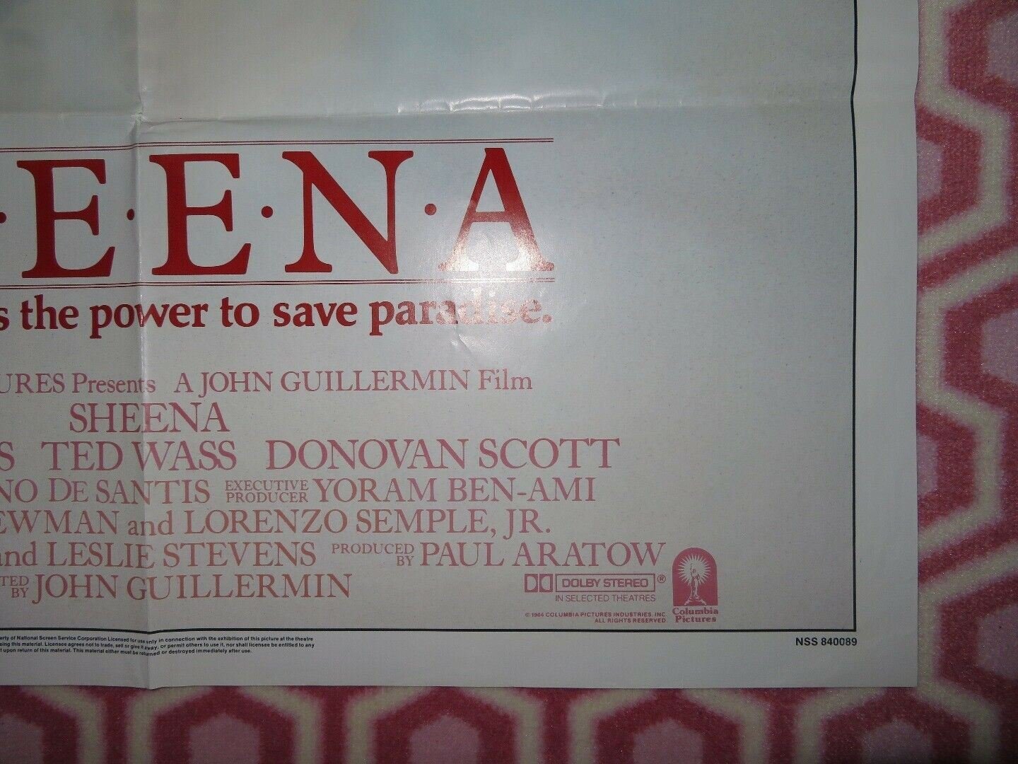 SHEENA US ONE SHEET POSTER TANYA ROBERTS TED WASS 1984 Movie posters