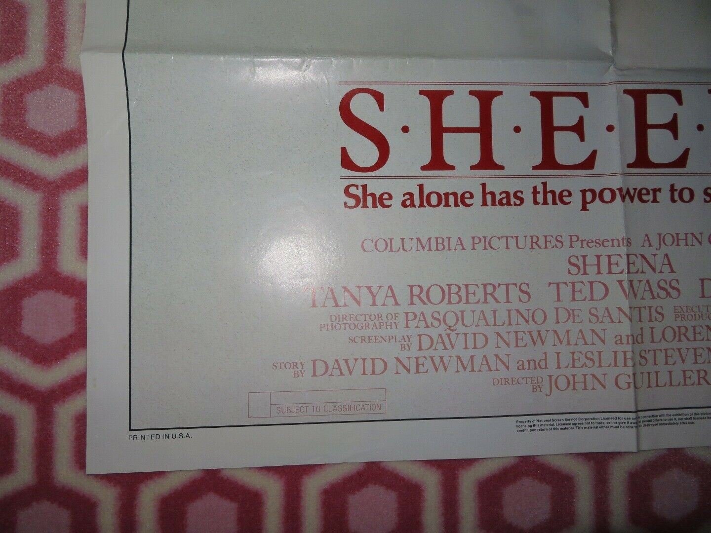 SHEENA US ONE SHEET POSTER TANYA ROBERTS TED WASS 1984 Movie posters