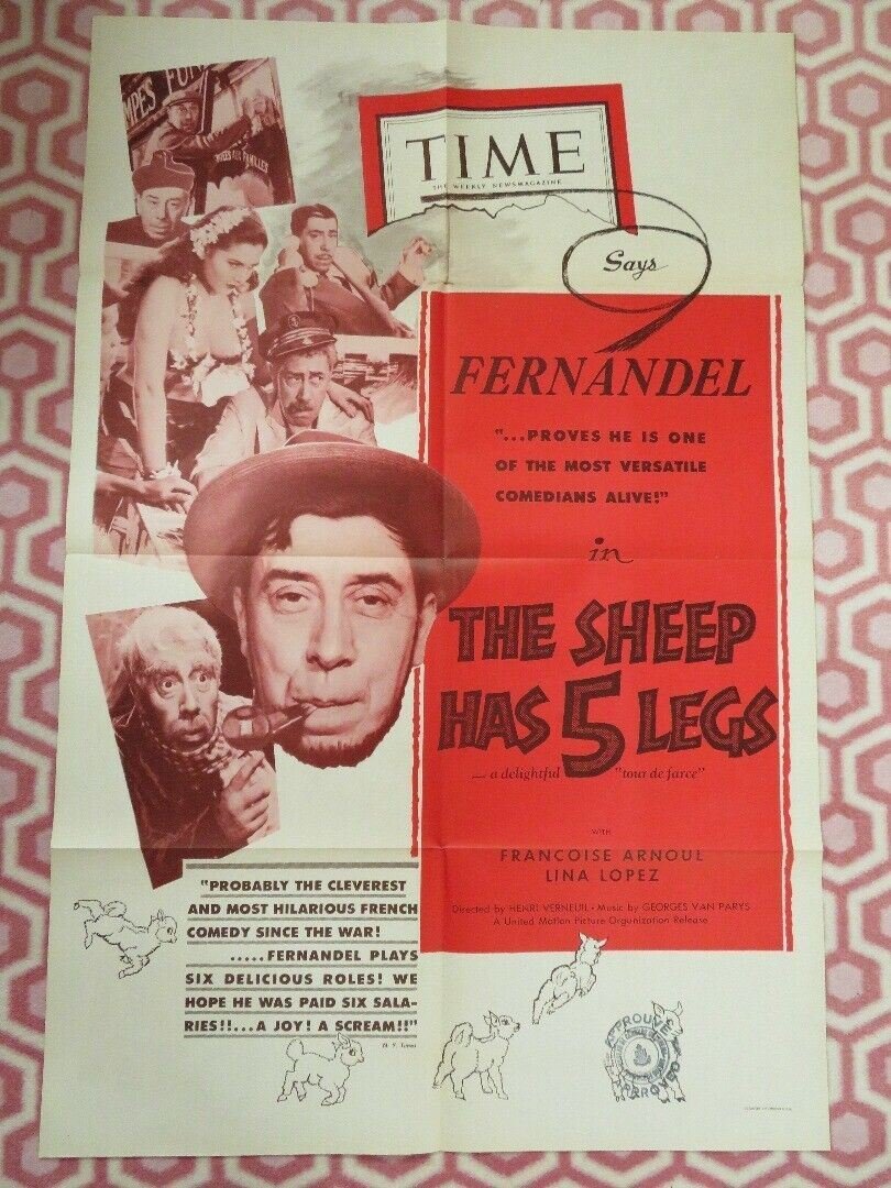 SHEEP HAS FIVE LEGS FOLDED US ONE SHEET POSTER FRANCOISE ARNOUL LINA LOPEZ 1954 Movie posters