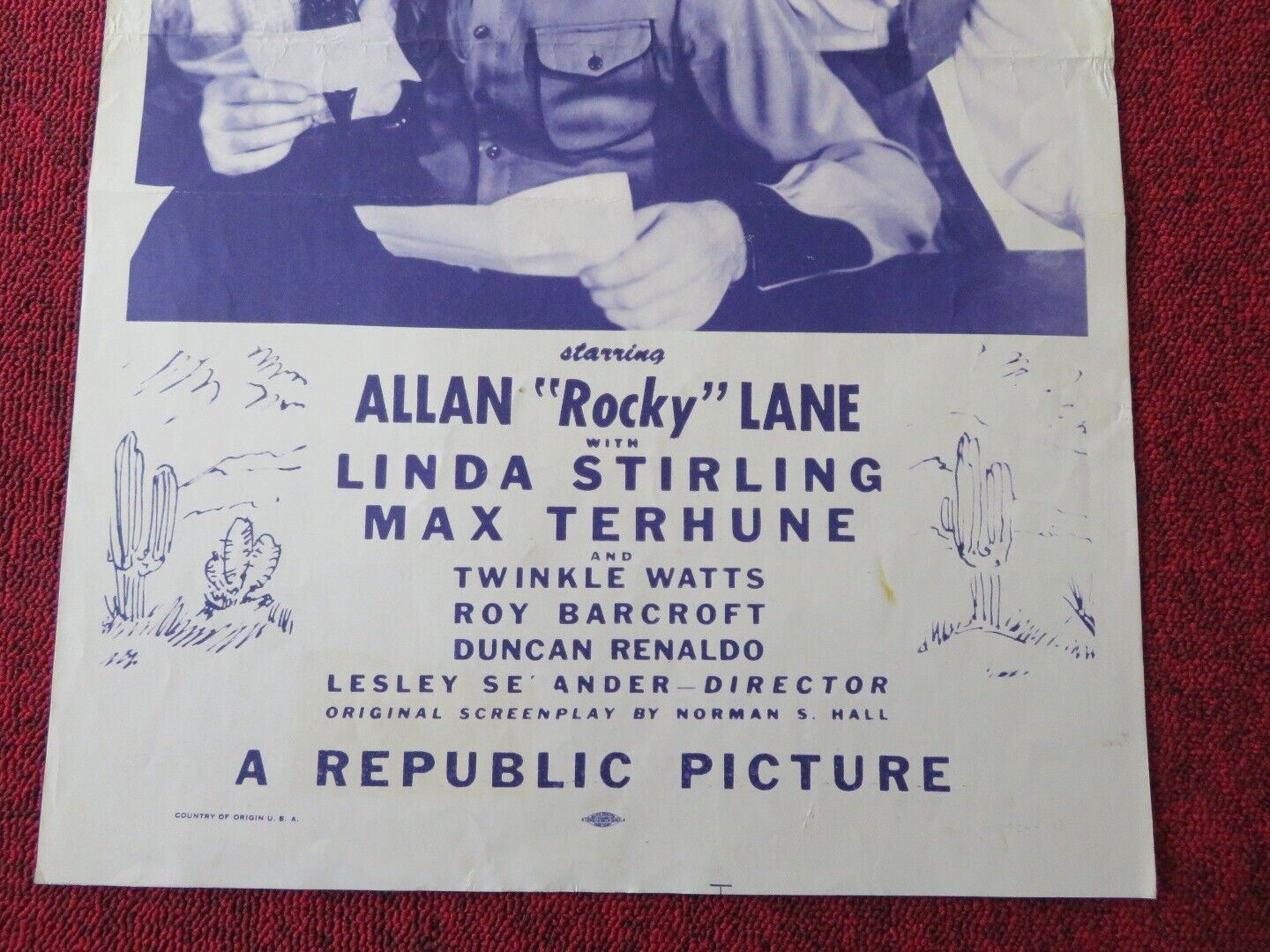 SHERIFF OF SUNDOWN RE RELEASE US INSERT (14"x 36") POSTER ALLAN LANE 1954 Movie posters