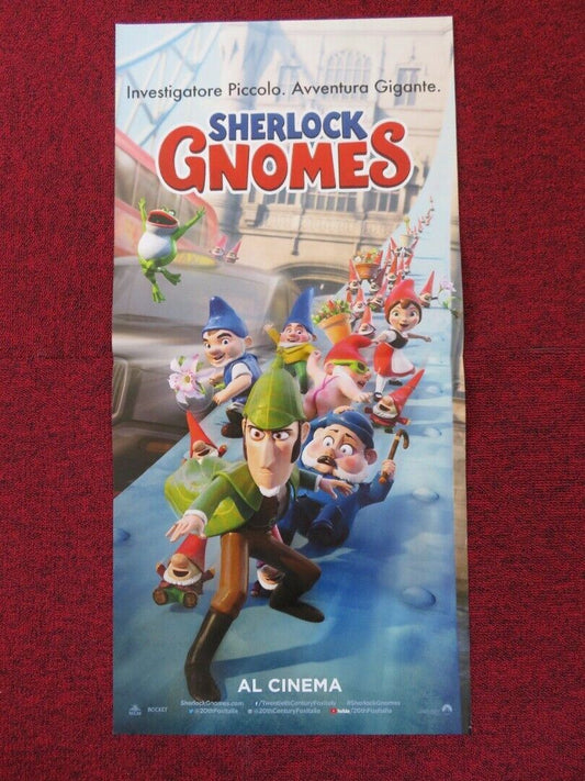 SHERLOCK GNOMES ITALIAN LOCANDINA (27"x13") POSTER KELLY ASBURY 2018 Rendezvous Cinema Movie posters