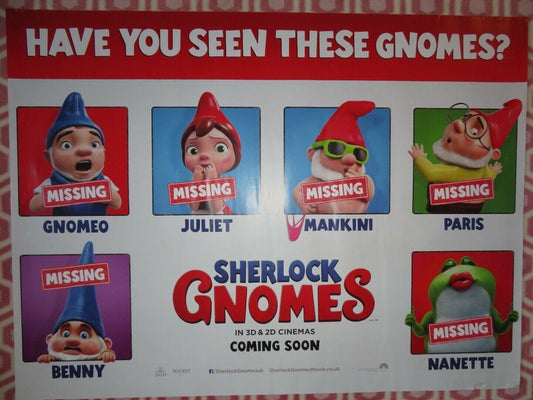 SHERLOCK GNOMES QUAD (30"x 40") ROLLED POSTER EMILY BLUNT MICHAEL CAINE 2018 Movie posters