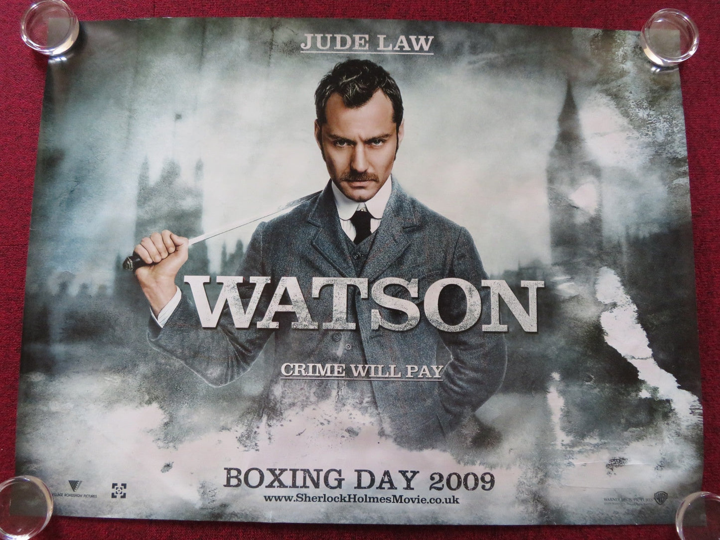 SHERLOCK HOLMES UK QUAD (30"x 40") ROLLED POSTER JUDE LAW ROBERT DOWNEY JR. 2009 Rendezvous Cinema Movie posters