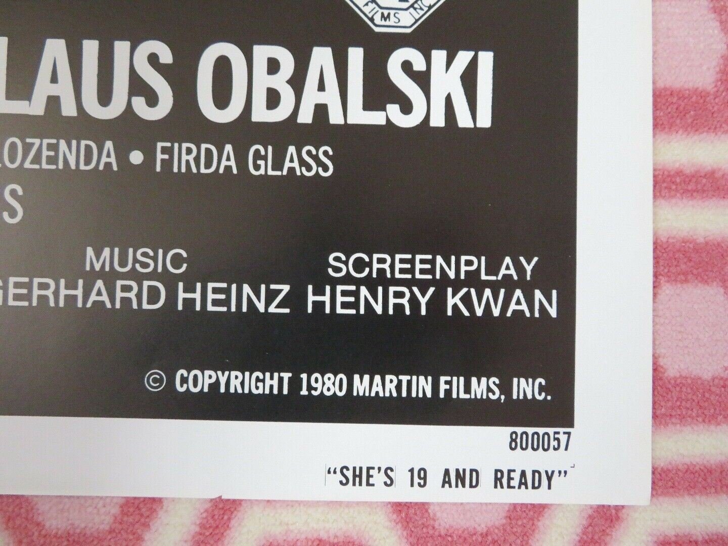 SHE'S 19 AND READY US ONE SHEET POSTER SABINE WOOLIN CLAUS FIELD 1980 Movie posters