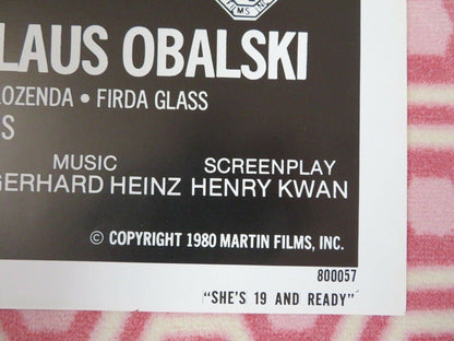 SHE'S 19 AND READY US ONE SHEET POSTER SABINE WOOLIN CLAUS FIELD 1980 Movie posters