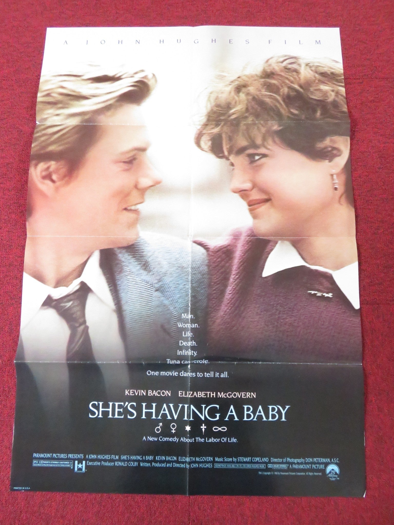 SHE'S HAVING A BABY FOLDED US ONE SHEET POSTER KEVIN BACON E. MCGOVERN 1988 Rendezvous Cinema Movie posters