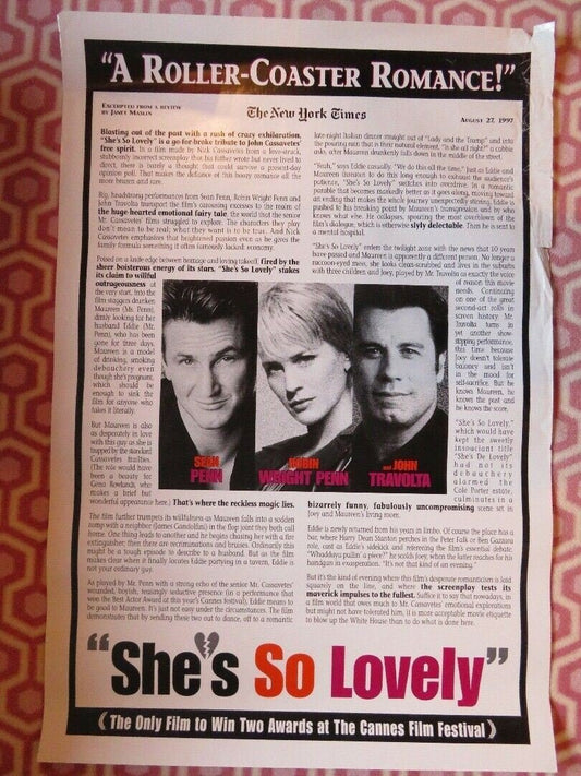 SHE'S SO LOVELY US ONE SHEET ROLLED POSTER SEAN PENN JOHN TRAVOLTA '97 Movie posters
