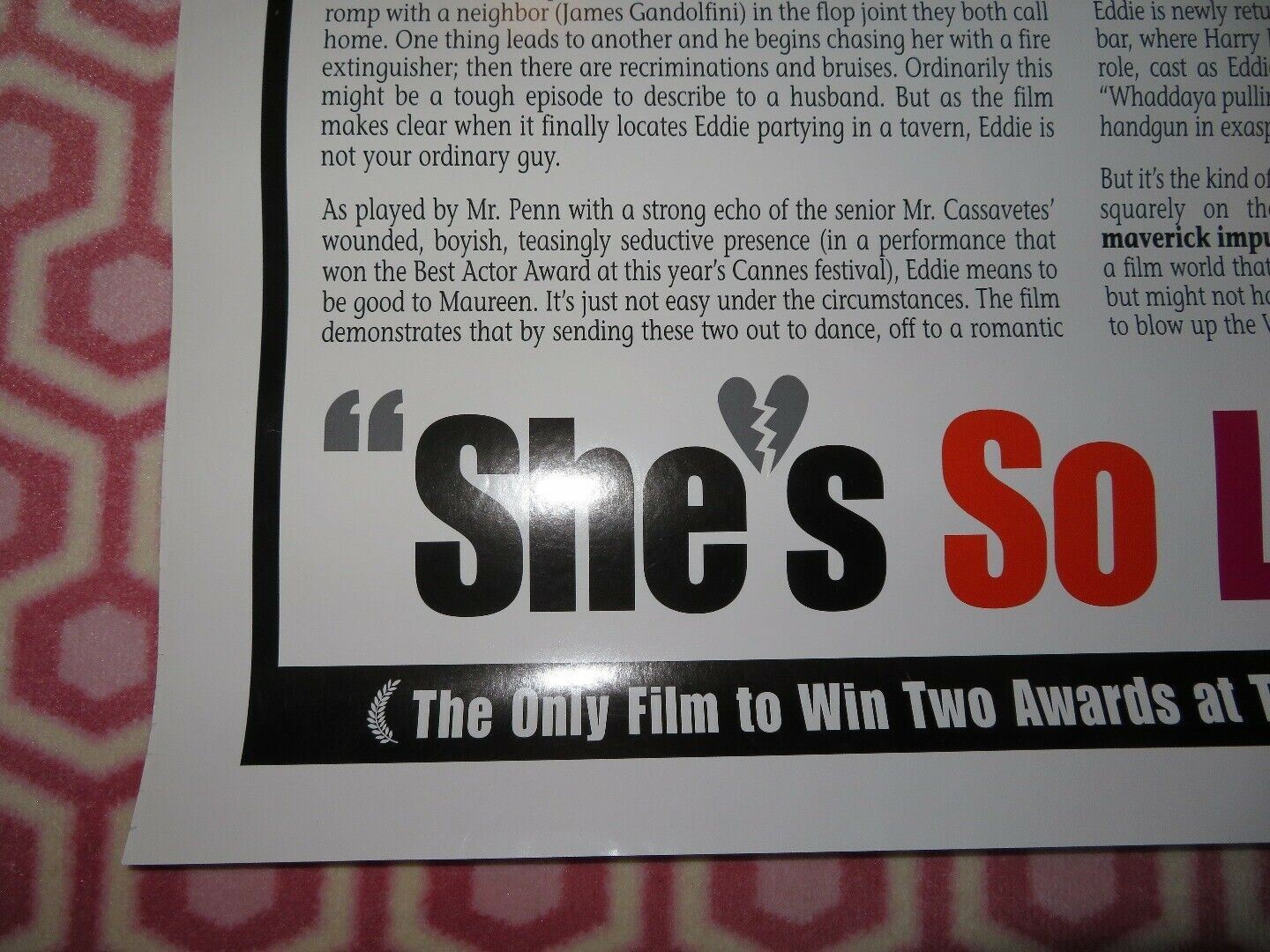 SHE'S SO LOVELY US ONE SHEET ROLLED POSTER SEAN PENN JOHN TRAVOLTA '97 Movie posters