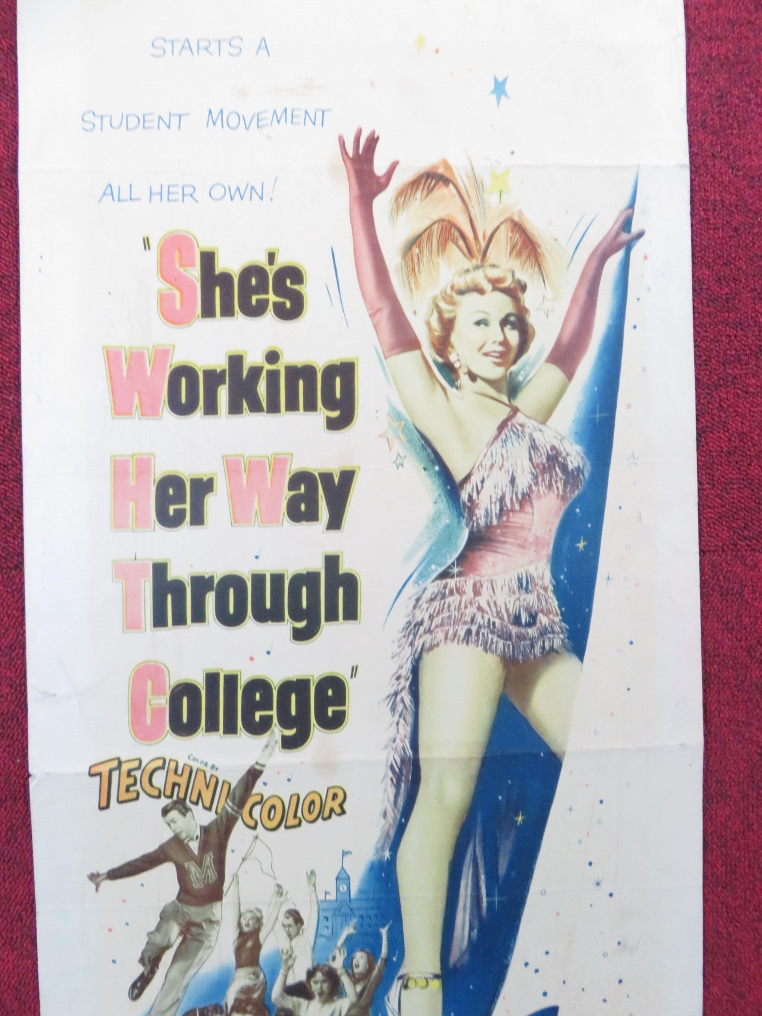 SHE'S WORKING HER WAY THROUGH COLLEGE US INSERT (14"x 36") POSTER MAYO 1952 Rendezvous Cinema Movie posters