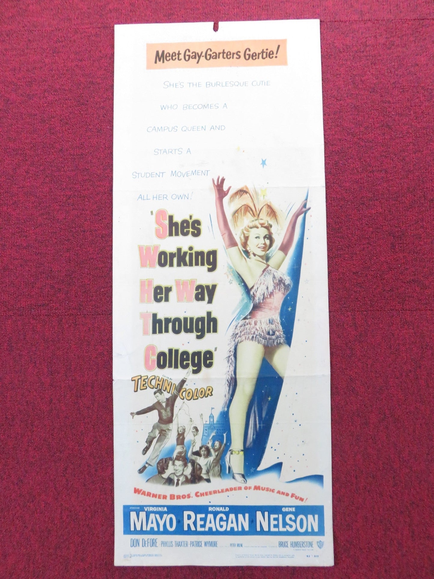 SHE'S WORKING HER WAY THROUGH COLLEGE US INSERT (14"x 36") POSTER MAYO 1952 Rendezvous Cinema Movie posters