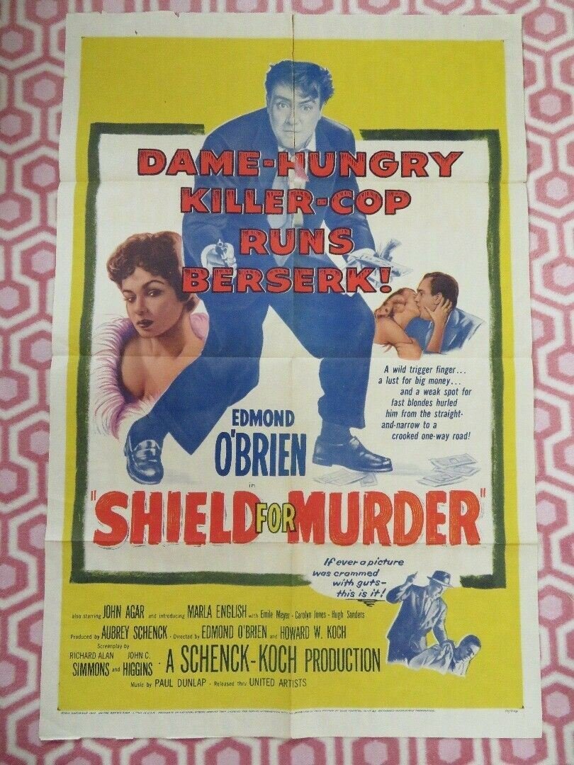 SHIELD FOR MURDER FOLDED US ONE SHEET POSTER EDMOND O'BRIEN 1954 Movie posters