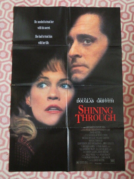 SHINING THROUGH FOLDED US ONE SHEET POSTER MICHAEL DOUGLAS MELANIE GRIFFITH '91 Movie posters