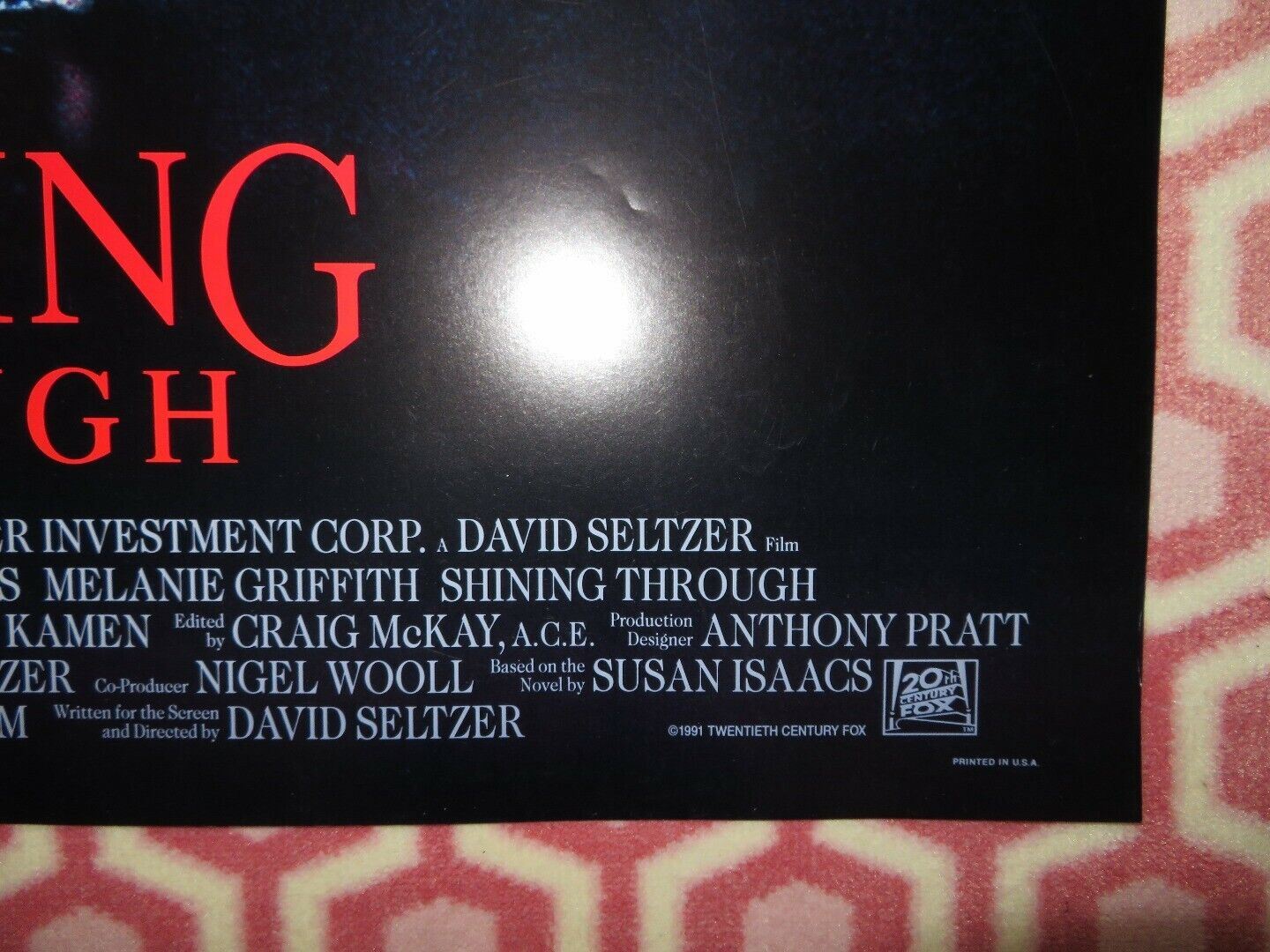 SHINING THROUGH US ONE SHEET POSTER MICHAEL DOUGLAS MELANIE GRIFFITH 1991 Movie posters