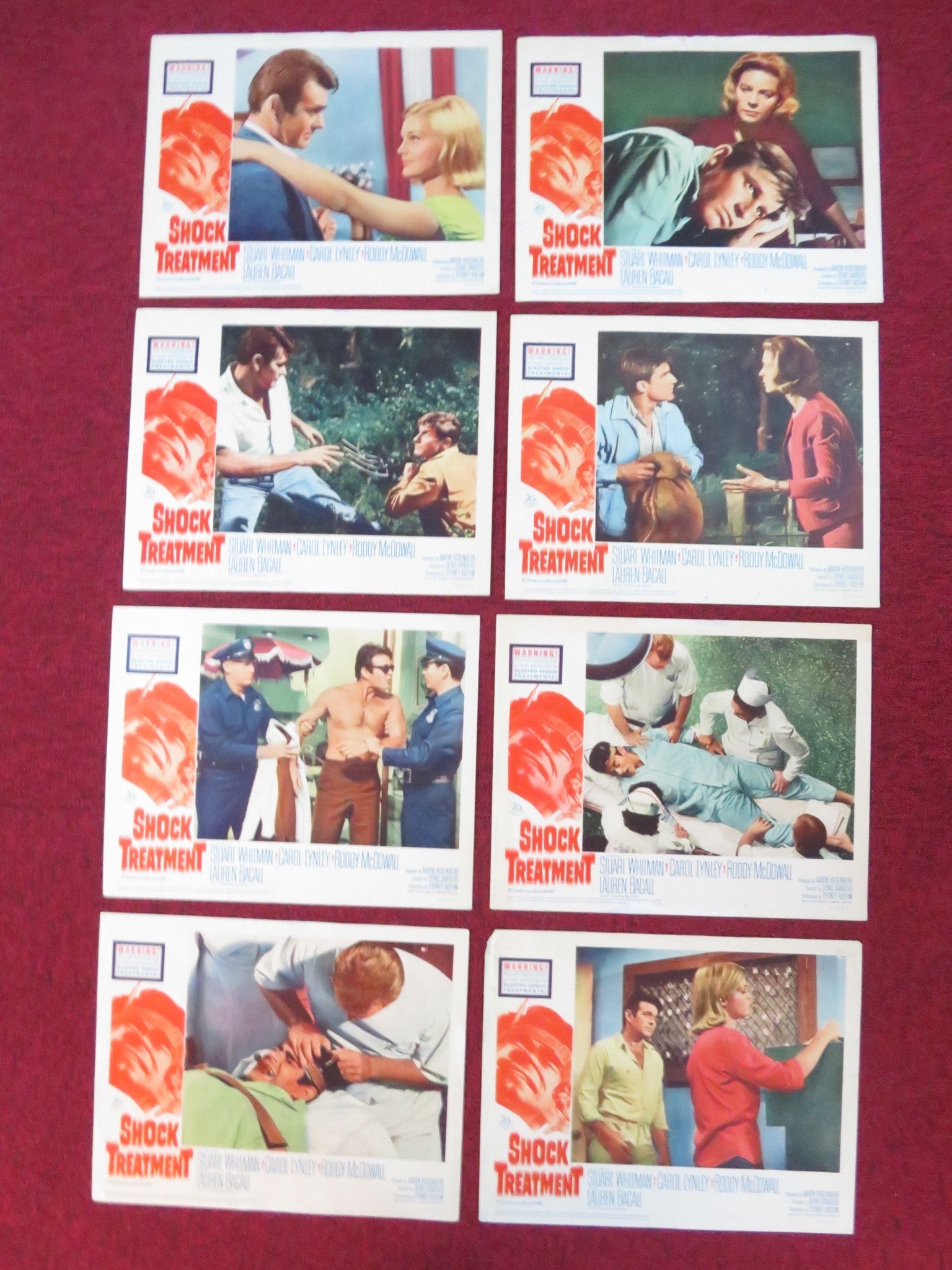 SHOCK TREATMENT US LOBBY CARD FULL SET STUART WHITMAN CAROL LYNLEY 1964 Rendezvous Cinema Movie posters