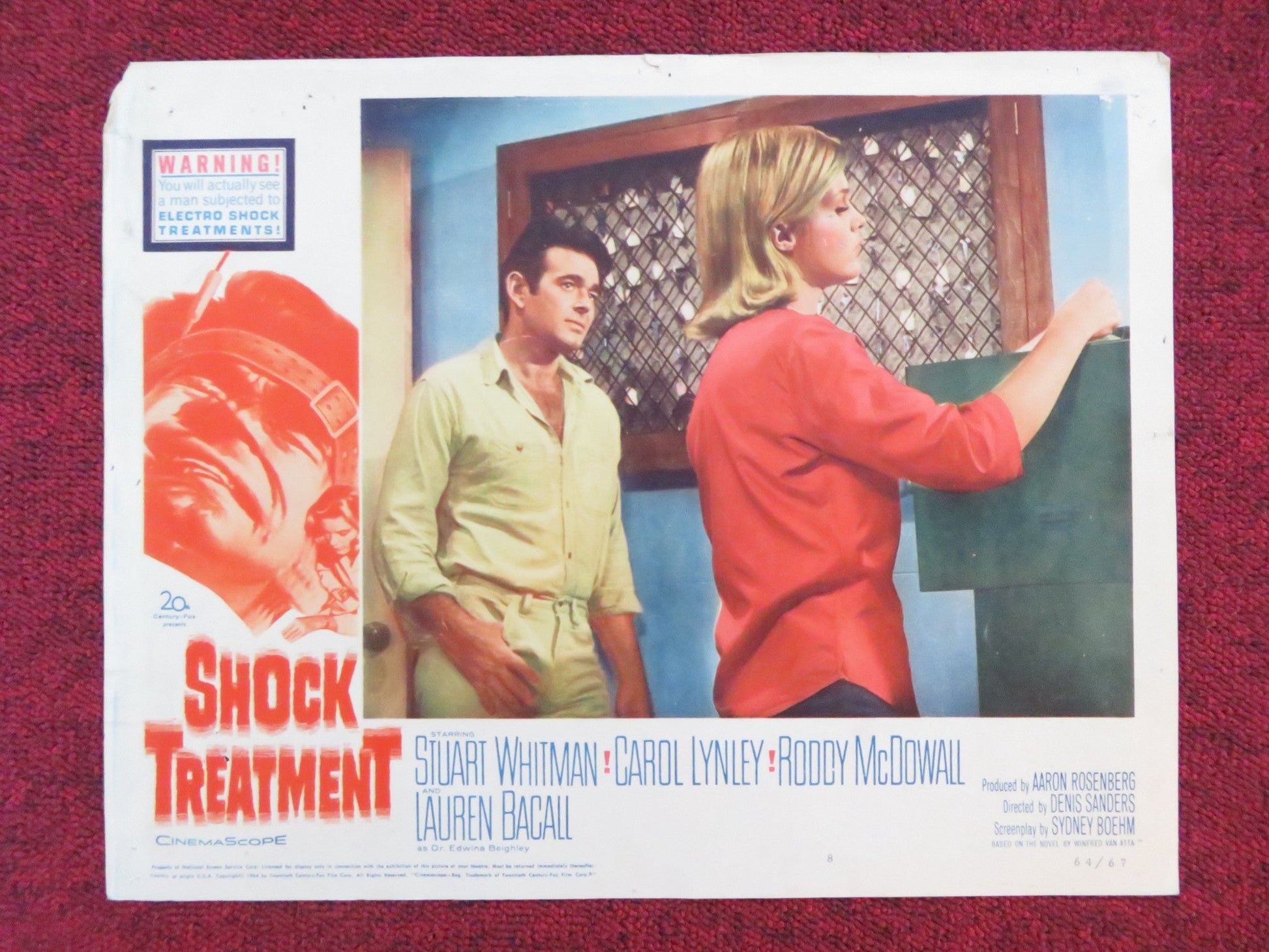 SHOCK TREATMENT US LOBBY CARD FULL SET STUART WHITMAN CAROL LYNLEY 1964 Rendezvous Cinema Movie posters