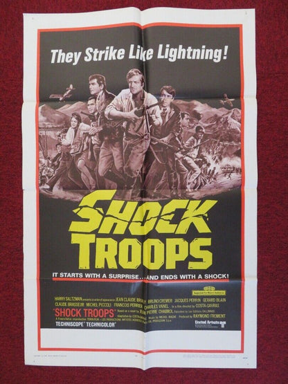 SHOCK TROOPS ONE FOLDED US ONE SHEET POSTER CHARLES VANEL BRUNO CREMER 1968 Movie posters