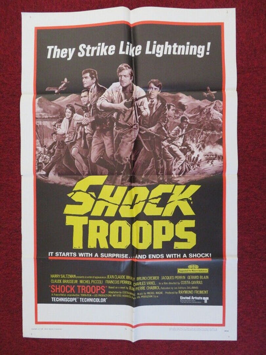 SHOCK TROOPS ONE FOLDED US ONE SHEET POSTER CHARLES VANEL BRUNO CREMER 1968 Movie posters